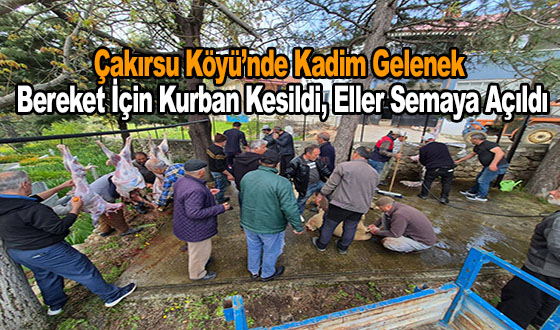 Çakırsu Köyü’nde Kadim Gelenek: Bereket İçin Kurban Kesildi, Eller Semaya Açıldı