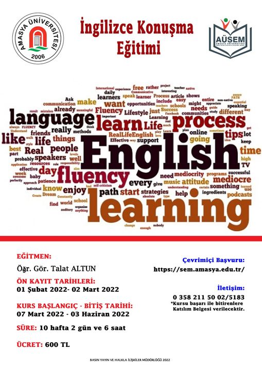 Amasya Üniversitesinde İngilizce Kurs Açılacak