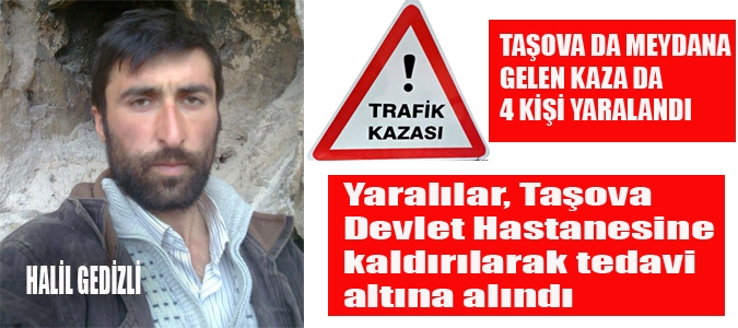 Taşova'da Trafik Kazası, 4 Kişi Yaralandı