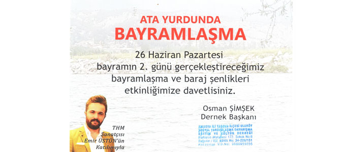 Uluköy dernek Başkanından Baraj Şenliğine davet